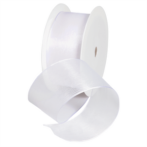 Ruban en crêpe de Chine avec fil de fer blanc larg. 40 mm