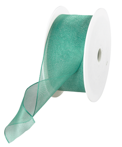 Ruban en crêpe de Chine avec fil de fer vert larg. 40 mm