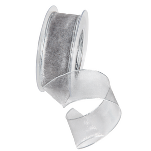 Ruban en crêpe de Chine avec fil de fer larg. 40 mm
