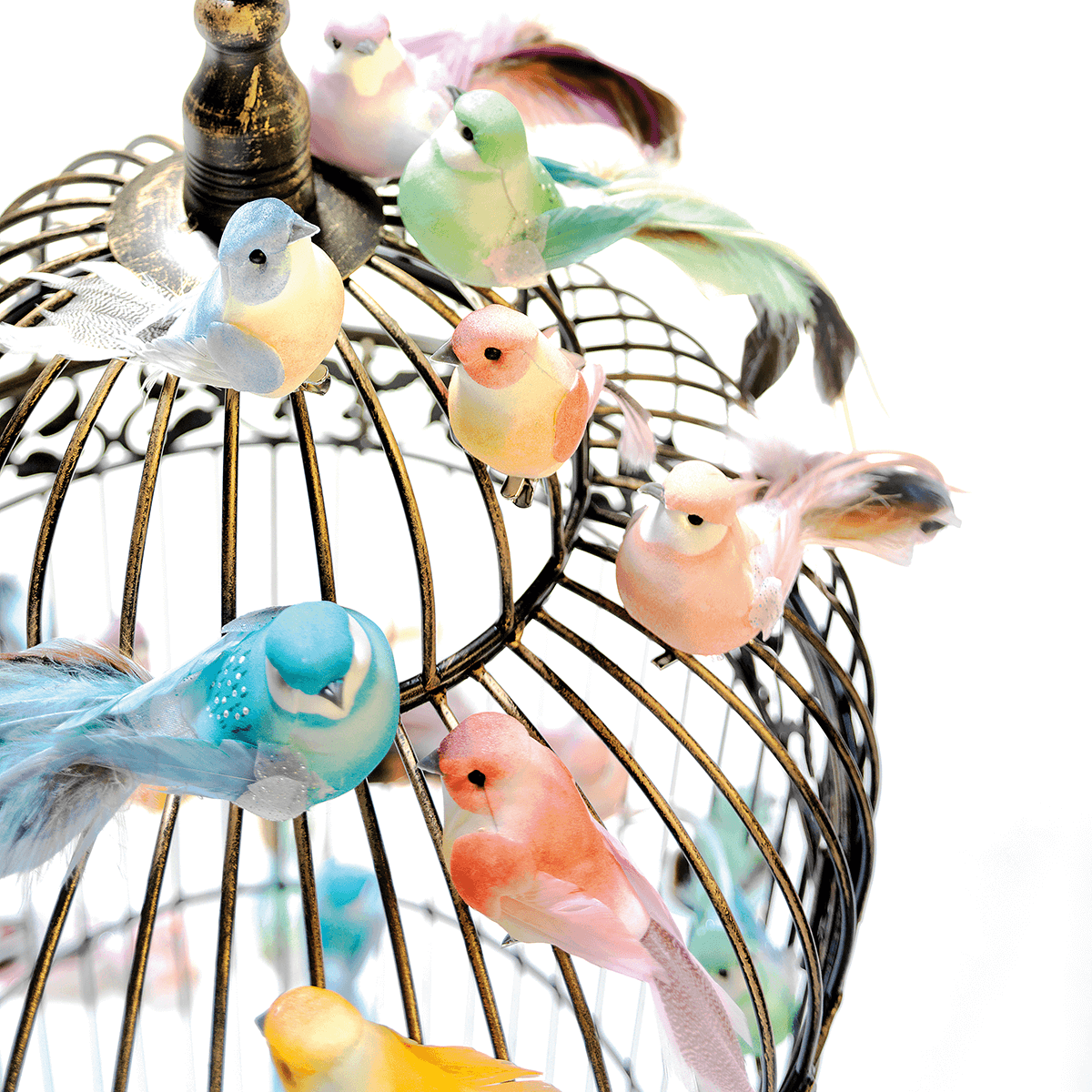 Oiseaux déco orange 10 cm, 6 pces - 2