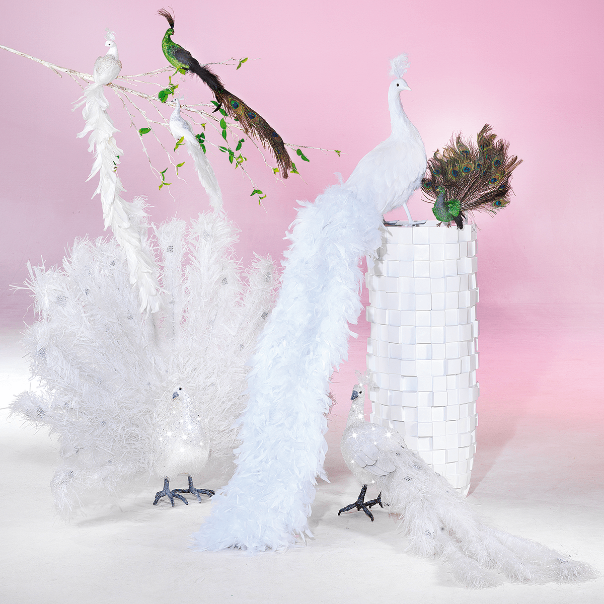 Deko Pfau weiß, 150 cm lang - 7