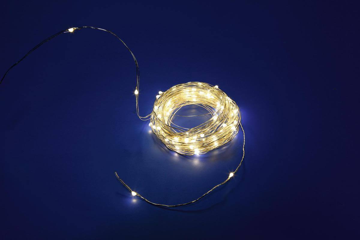 Cadena de luces LED para exterior, 10 m, plata - 1
