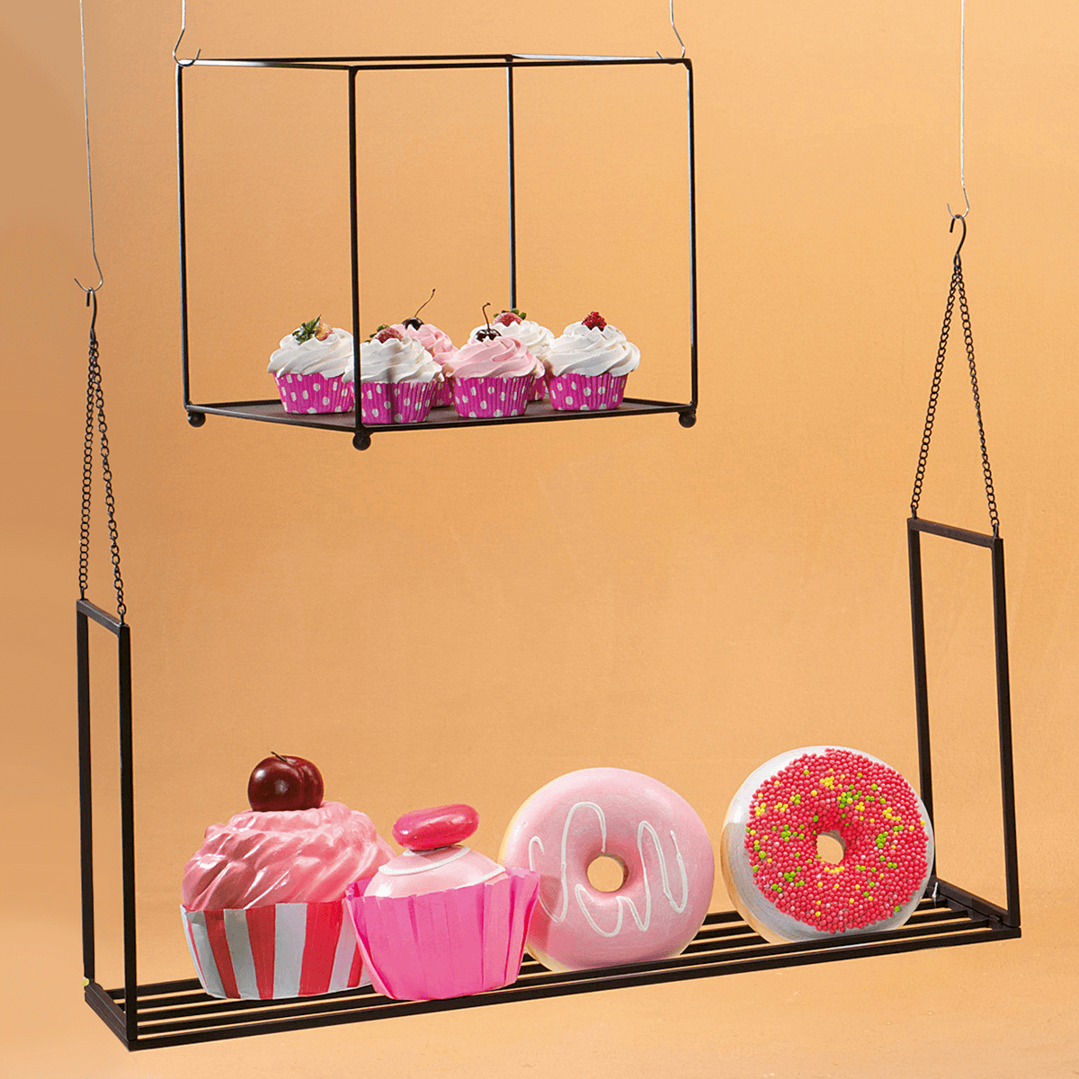 Cupcakes food dummy pink 3 pieces, 7 cm - 7
