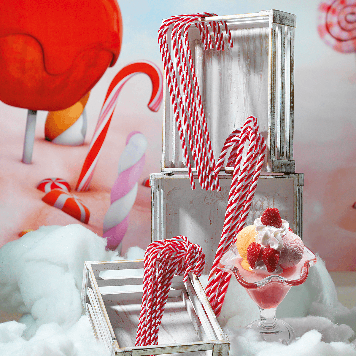 Cannes en sucre XXL aliment factice 5 pces 50 cm - 5
