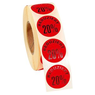 Etiquettes promotionnelles 20%, 1000 pces