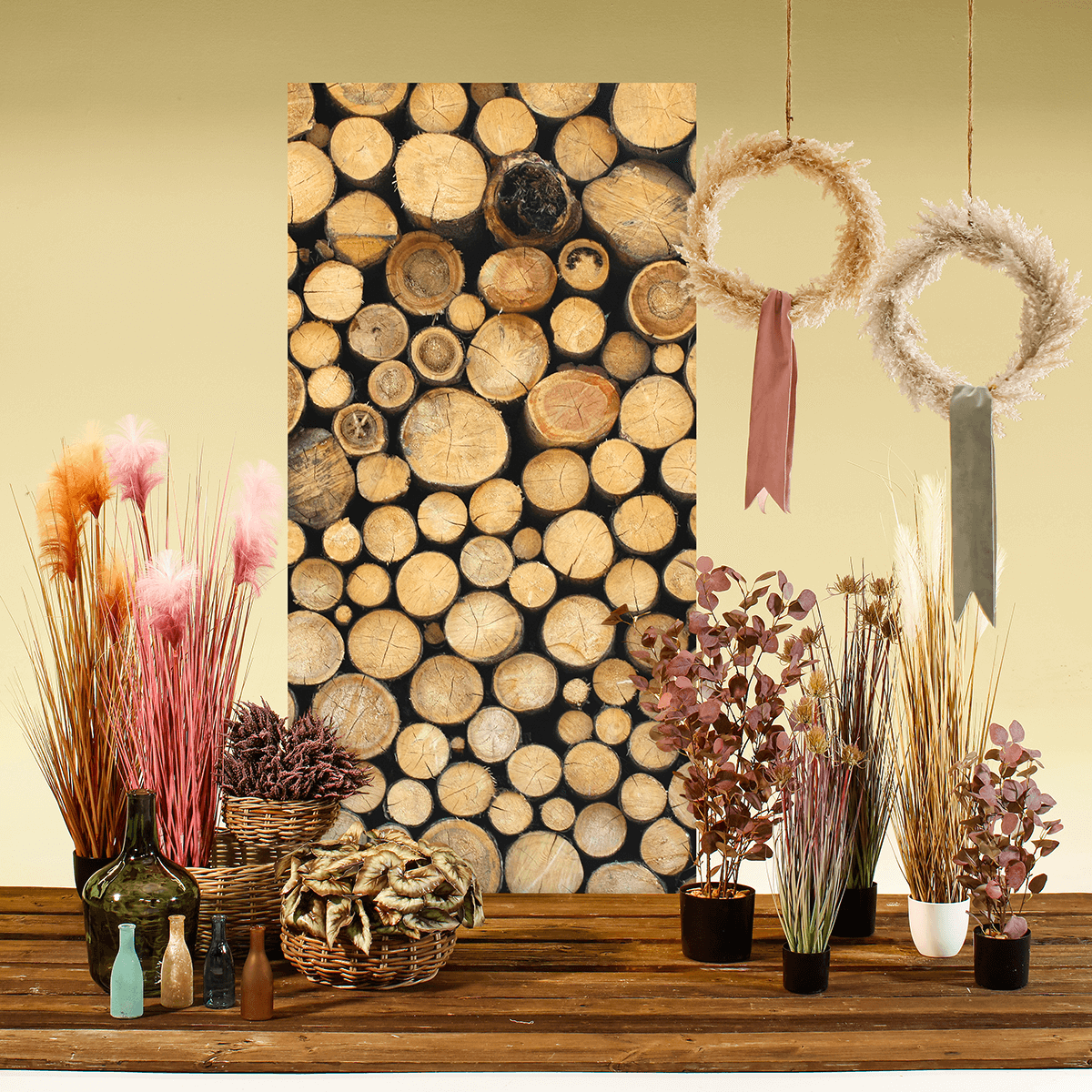 Artificial Pampas Grass Wreath Ø 35 cm - 1 Artificial Pampas Grass Wreath Ø 35 cm - 1