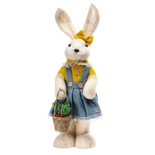 Deko-Plüsch-Oster-Hase 57 cm hoch, beige, mit Körbchen