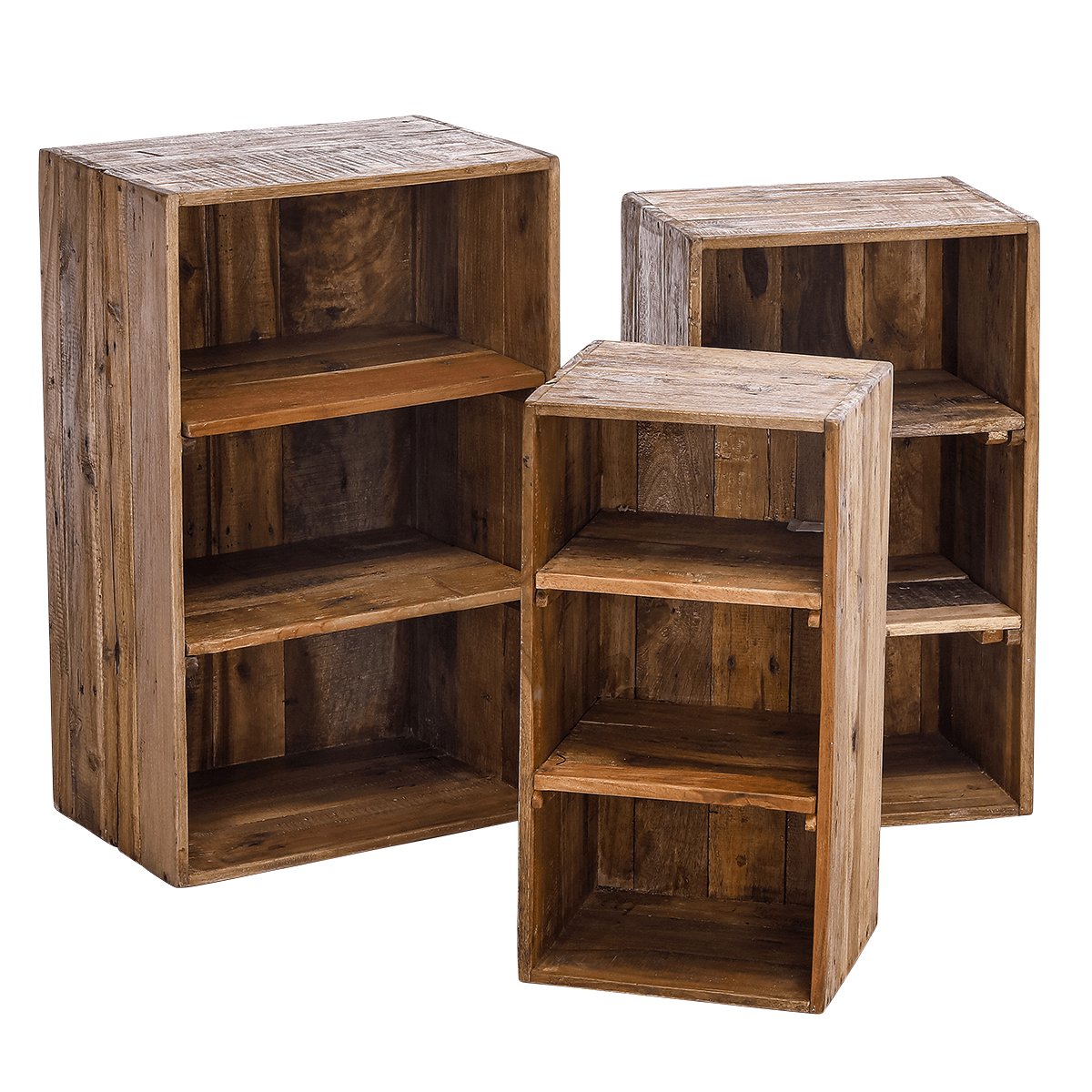 Étagères décoratives en bois 3 pièces, 50 cm, 65 cm, 70 cm de haut  - 0