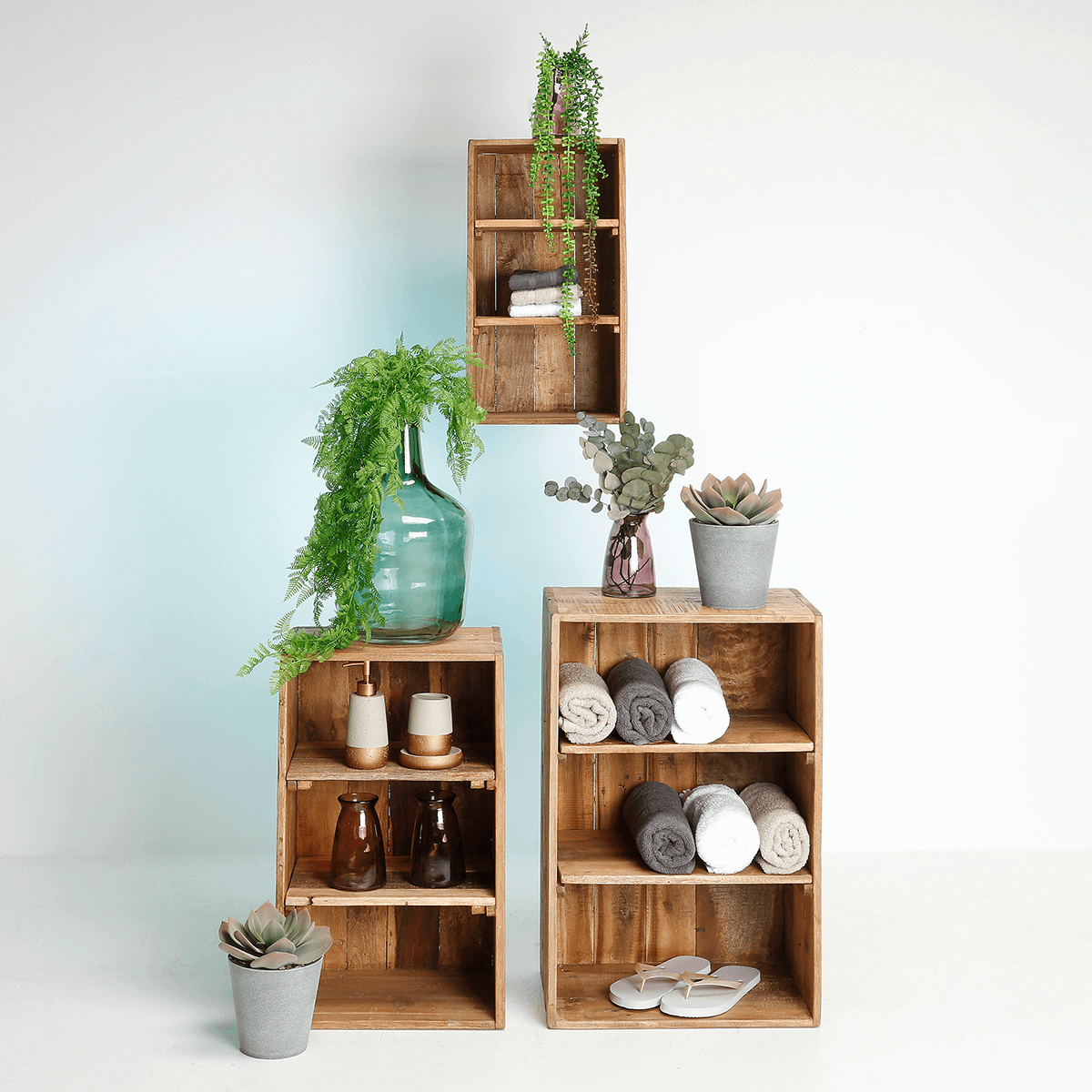Étagères décoratives en bois 3 pièces, 50 cm, 65 cm, 70 cm de haut  - 3