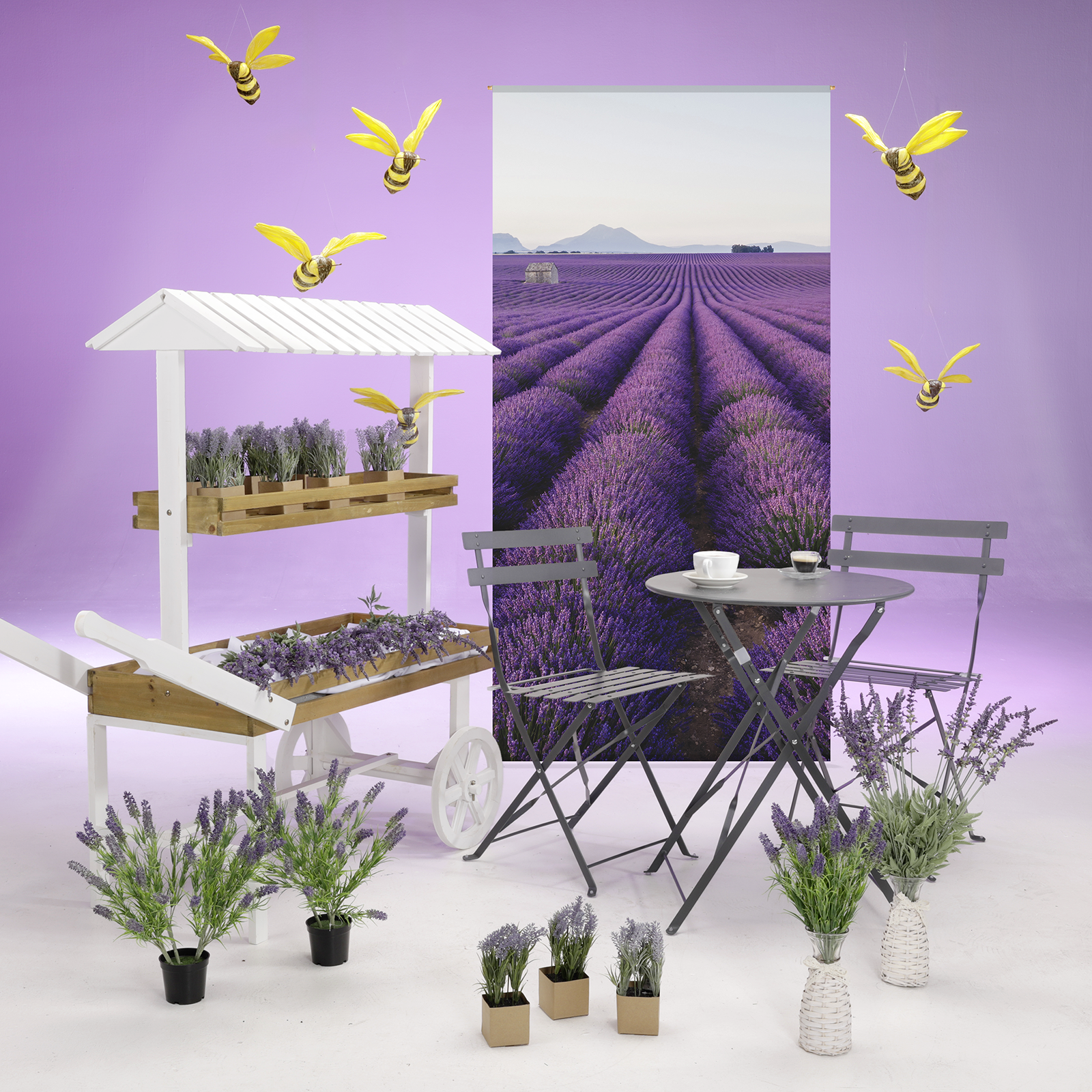 Flor artificial de lavanda en maceta de papel 20 cm - 5
