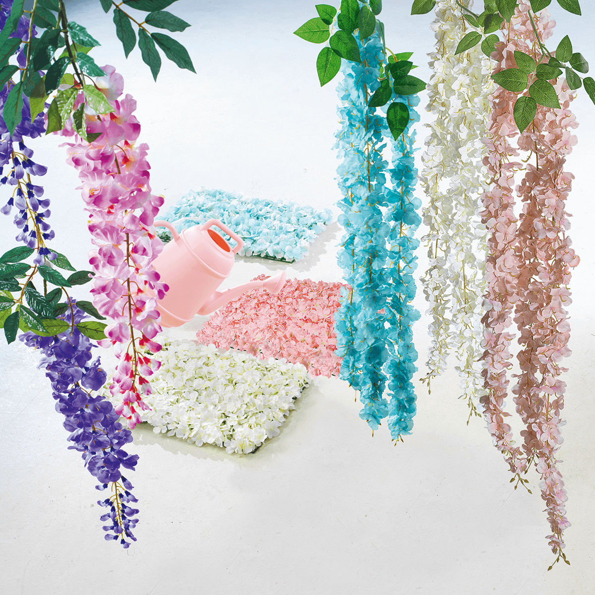 Branche artificielle de pluie d'or rose, 95 cm - 7