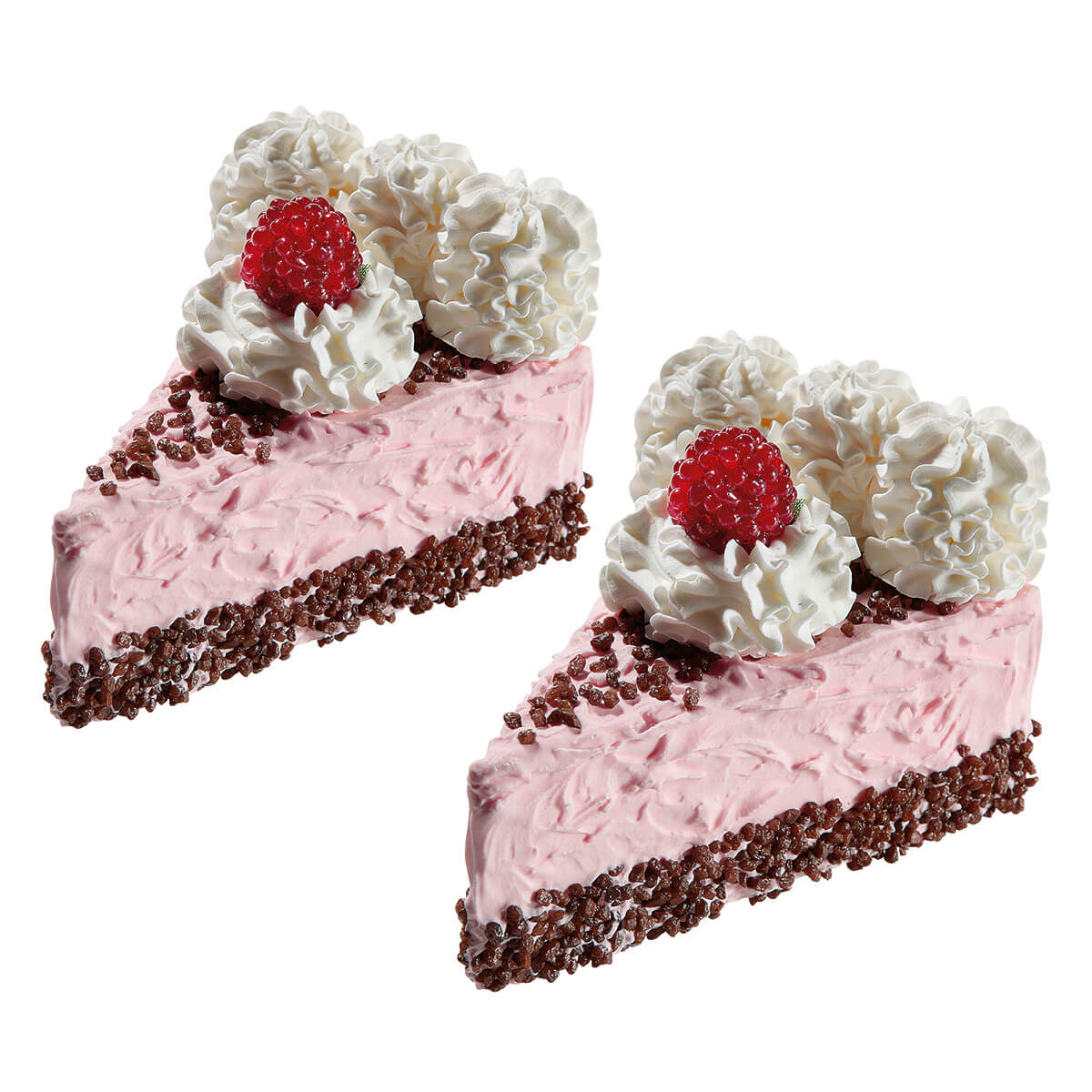 Pièces de tarte aux framboises, set de 2 fausses pièces alimentaires 12 cm - 0