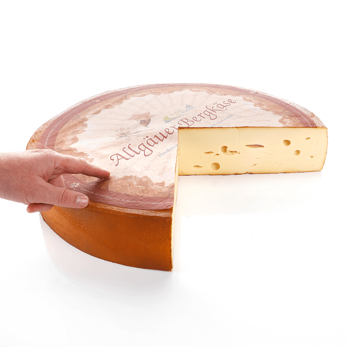 Allgäuer Bergkäse Laib angeschnitten Lebensmittel-Attrappe 52 cm Ø - 1 Allgäuer Bergkäse Laib angeschnitten Lebensmittel-Attrappe 52 cm Ø - 1