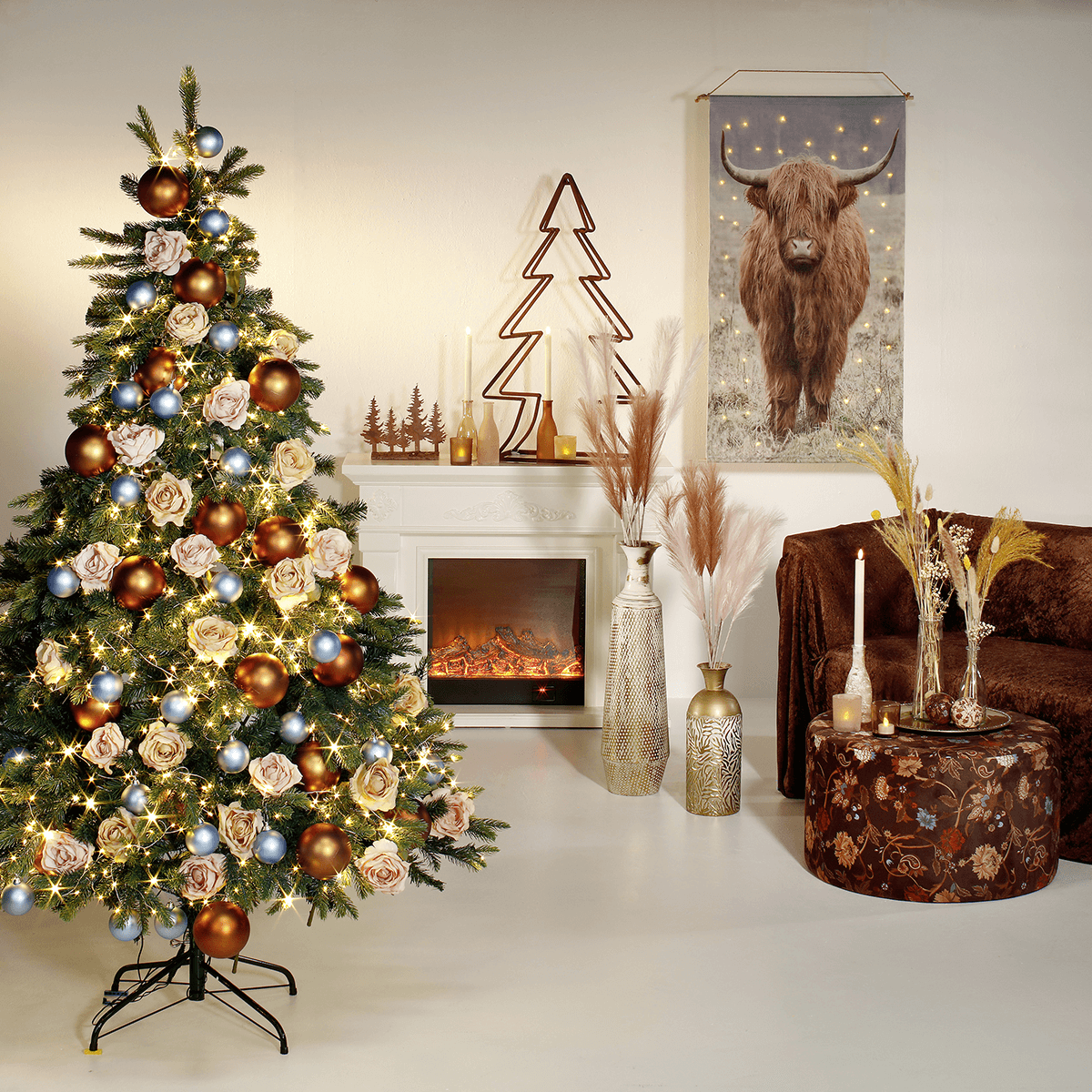 Pancarta de textil vaca en pasto con LED 60 x 110 cm - 3
