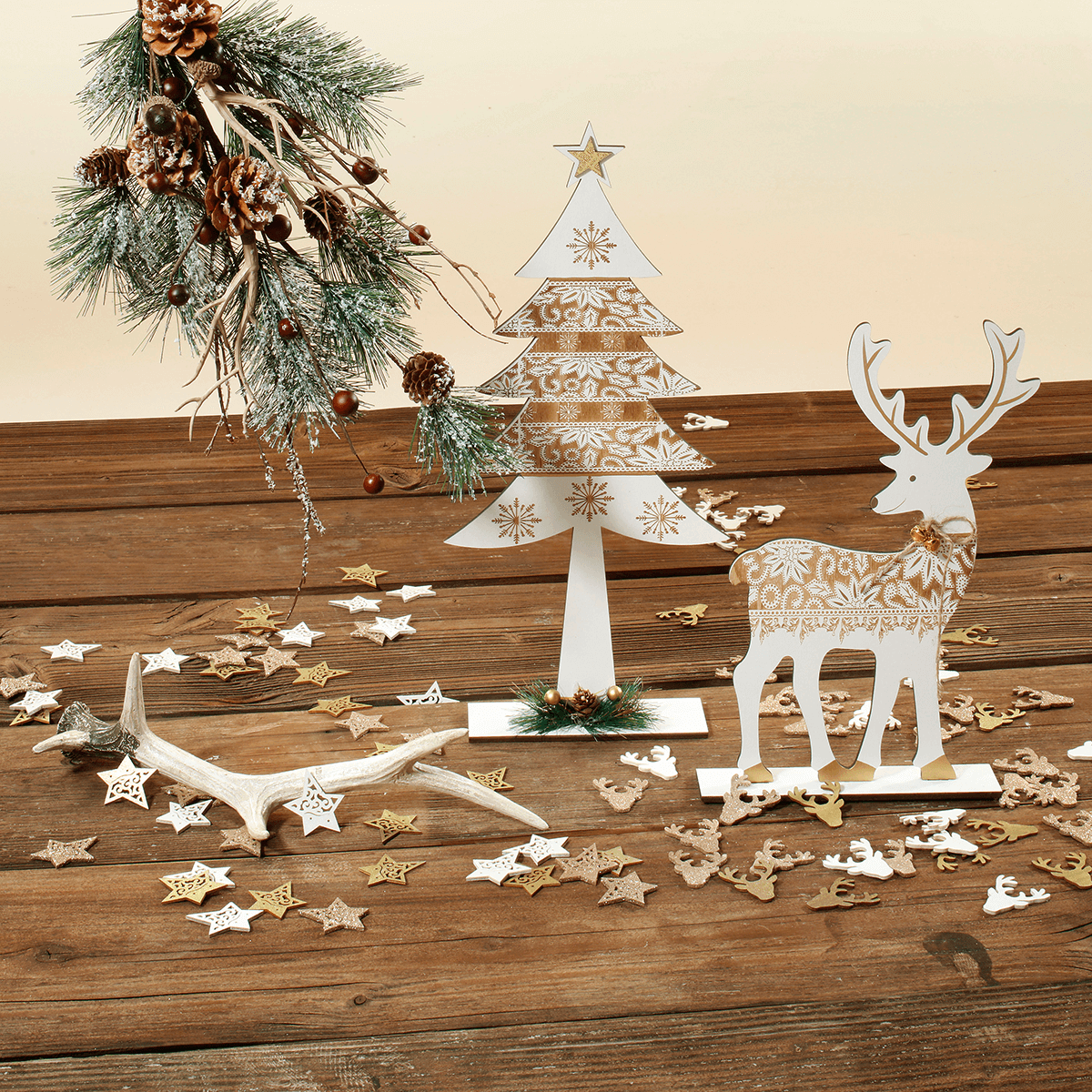 Saupoudrage étoiles en bois 72 pièces 4 cm - 3