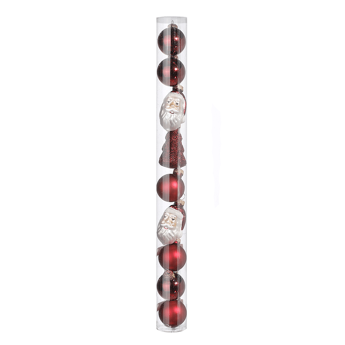 Weihnachtskugel-Set aus Glas 9 Stück in der Box rot - 1
