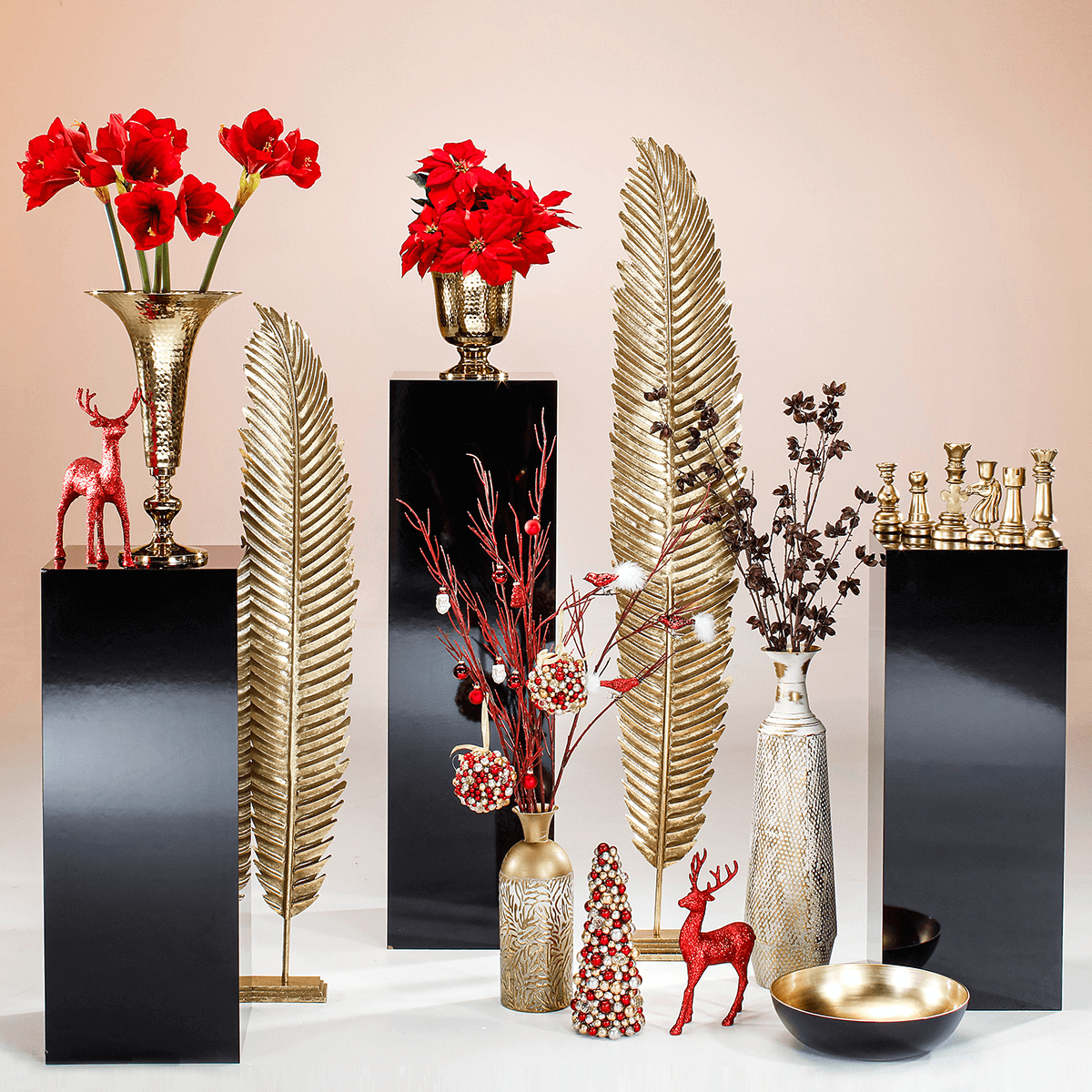 Weihnachtskugel-Set aus Glas 9 Stück in der Box rot - 6