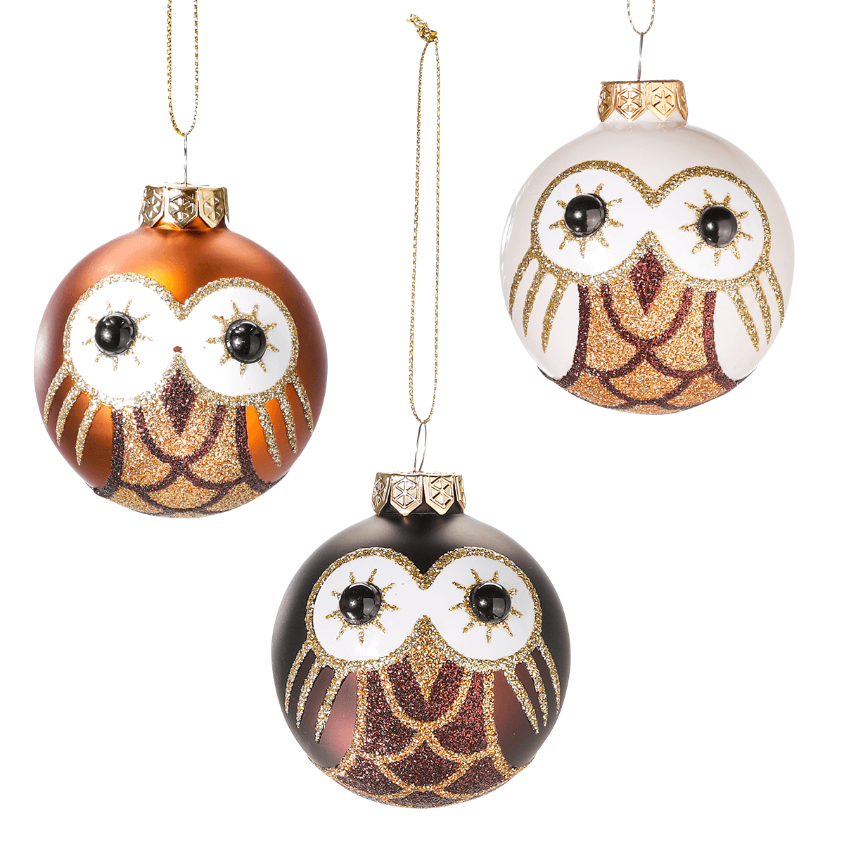 Deko Hänger Glas Kugel „Eule“ 24 Stück in der Box - 0