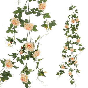 Artificial rose vine apricot 125 cm with hoes