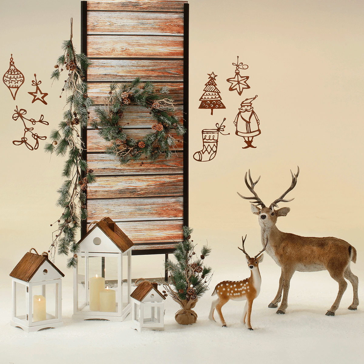Figurine décorative cerf animal avec bois 27 x 18 x 56 cm - 5