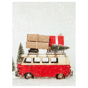 XL fabric banner "Christmas Bus Bulli" made of flame-retardant flag fabric 150 x 200 cm
