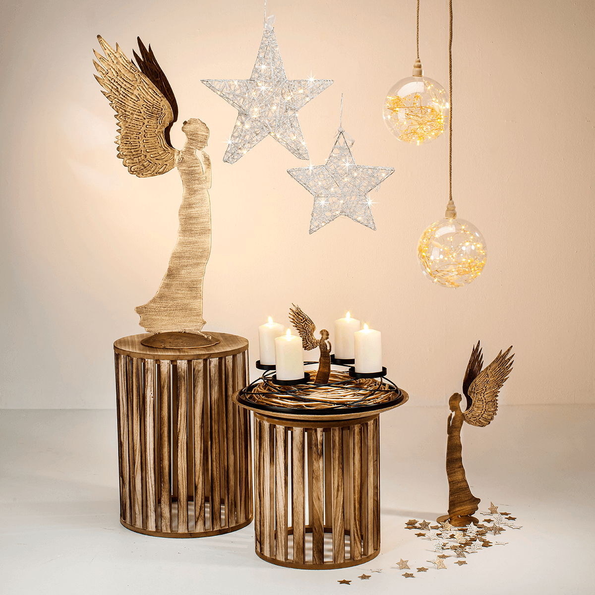 Estrella metálica decorativa LED de 30 cm que funciona con pilas - 5