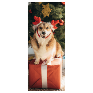 Bannière en tissu ignifugé "Chien de Noël Corgi" en tissu pour drapeau 75 x 180 cm