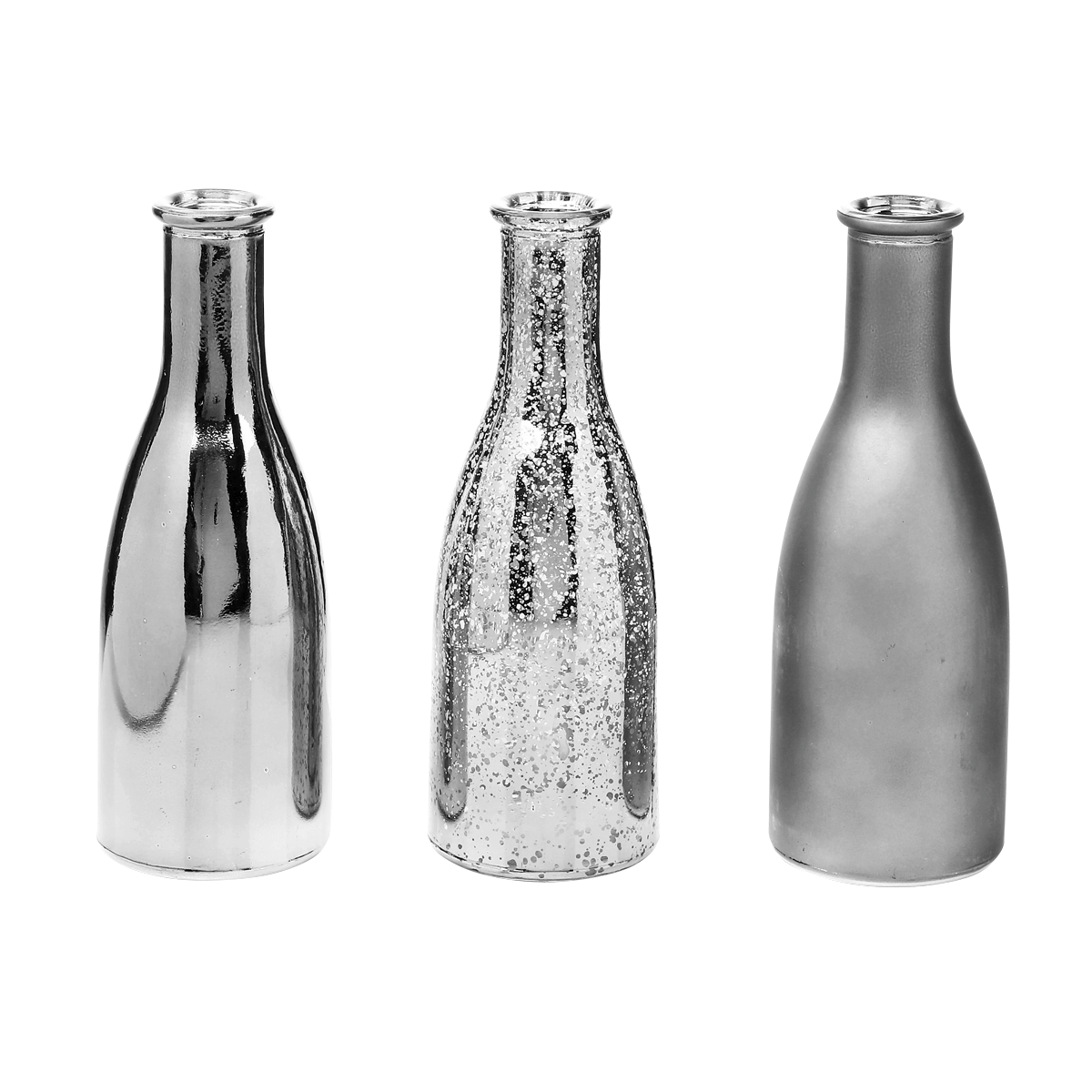 Juego de botellas de vidrio de 3 piezas de plata 6,5 x 19 cm - 0