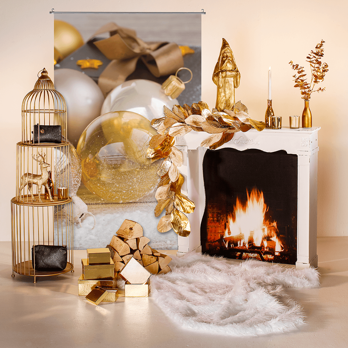 Glass tealight holder set 3 pieces gold 7 x 8 cm - 4