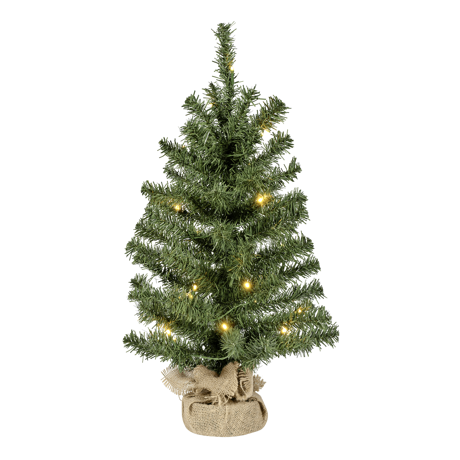 Sapin décoratif avec LED et sac en jute 60 cm vert - 0