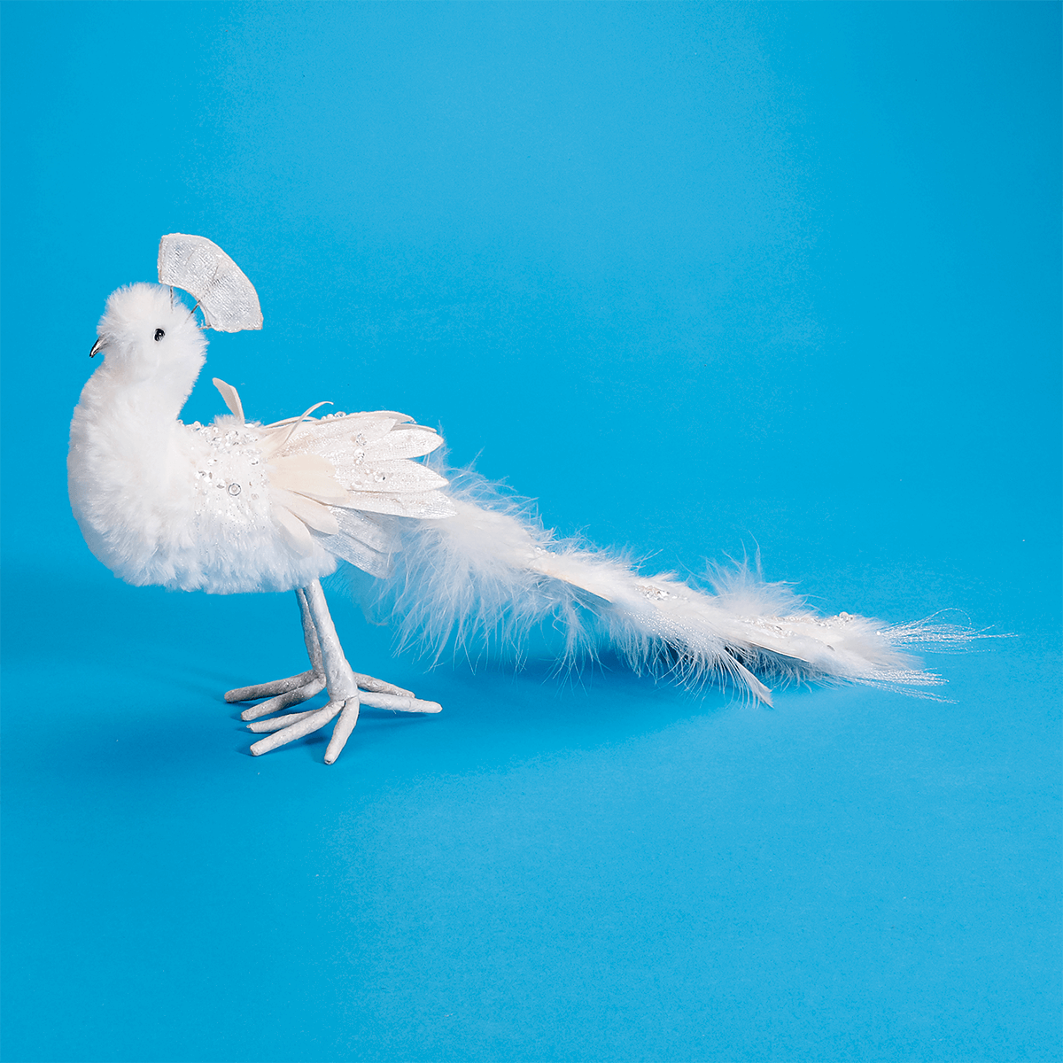 Deco peacock glitter blanco 7 x 40 x 20 cm - 2 Deco peacock glitter blanco 7 x 40 x 20 cm - 2