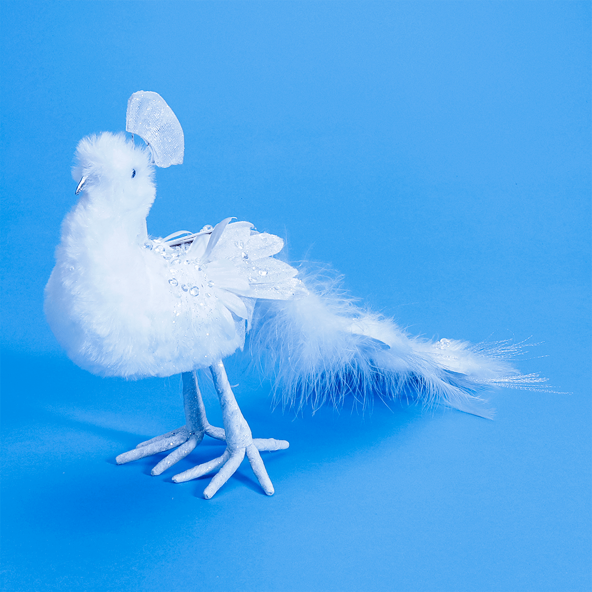 Deco peacock glitter blanco 7 x 40 x 20 cm - 1 Deco peacock glitter blanco 7 x 40 x 20 cm - 1