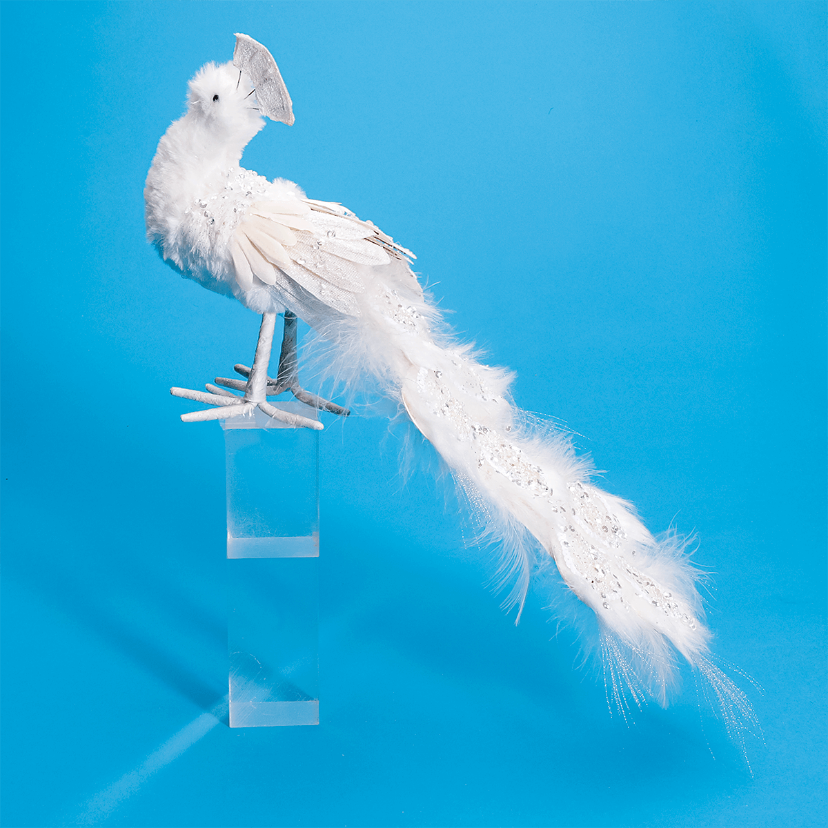 Deco peacock glitter blanco 7 x 40 x 20 cm - 3 Deco peacock glitter blanco 7 x 40 x 20 cm - 3