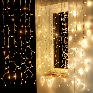 Rideau lumineux 200 x 80 cm 160 LED IP44 blanc