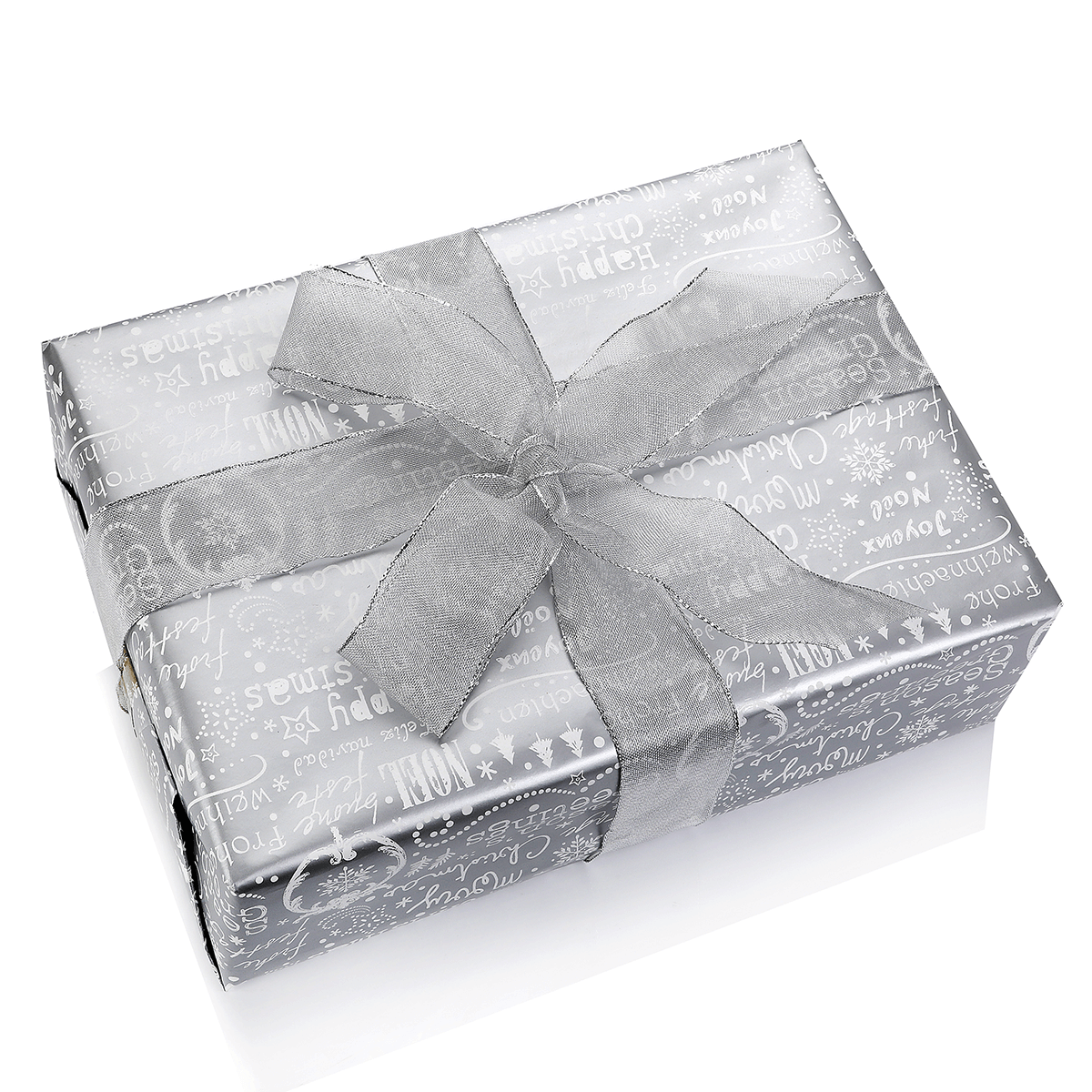 Papier cadeau double face or & argent avec symboles de Noël - 50 m de papier cadeau en rouleau - 6