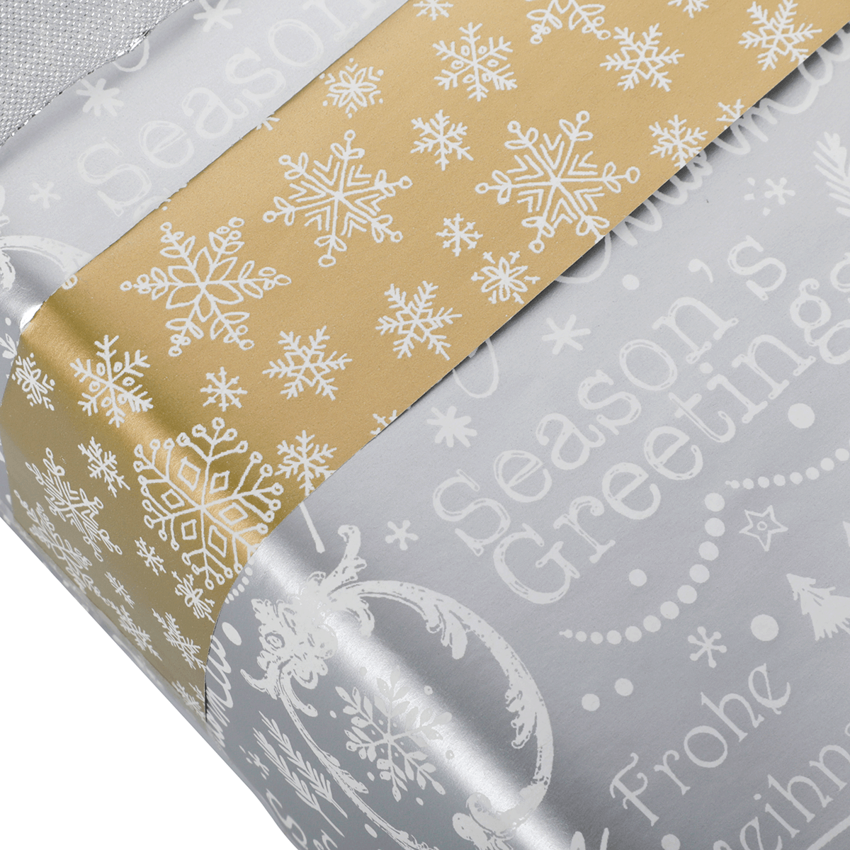 Papier cadeau double face or & argent avec symboles de Noël - 50 m de papier cadeau en rouleau - 4