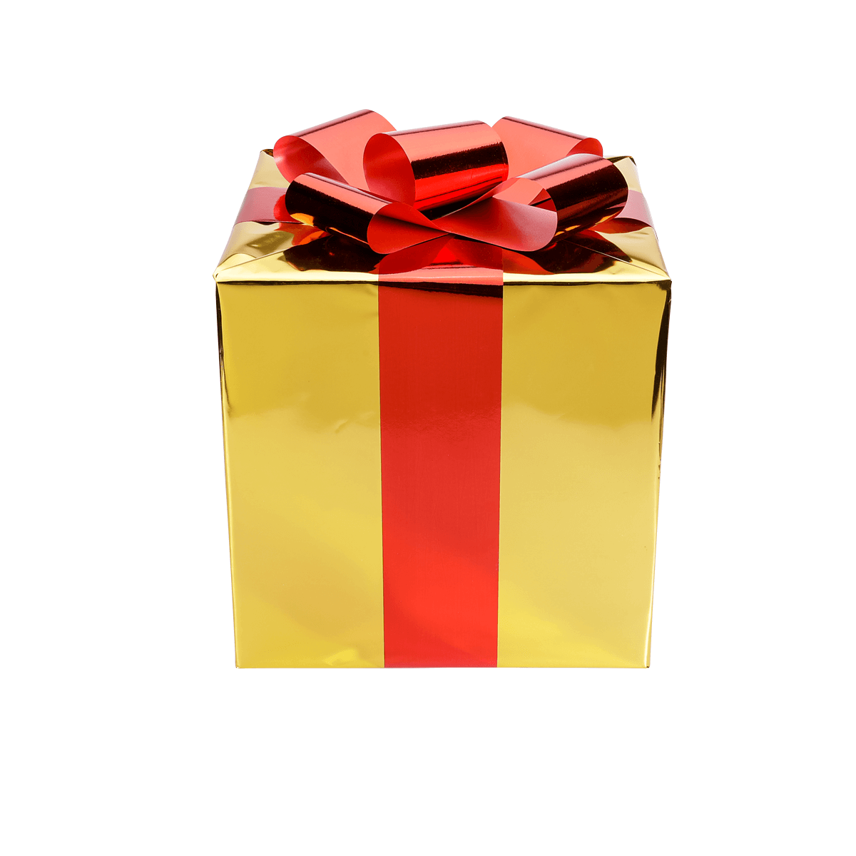 Cadeau de Noël 40 cm or avec ruban rouge - 1