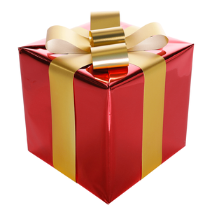 Christmas gift 20 cm red with golden bow