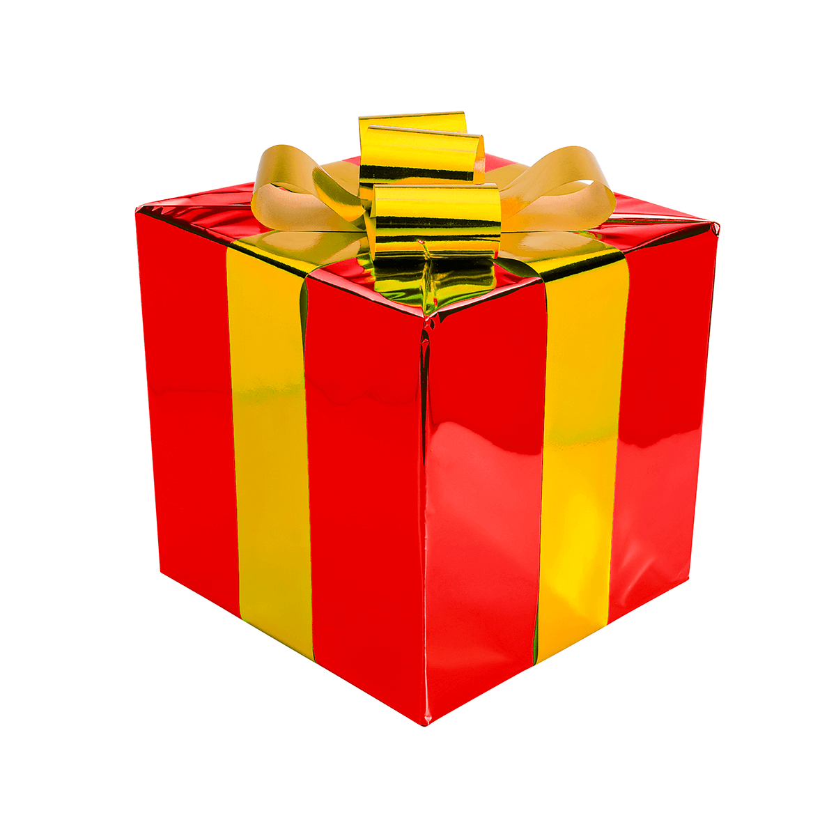 Christmas gift 30 cm red with golden bow - 0