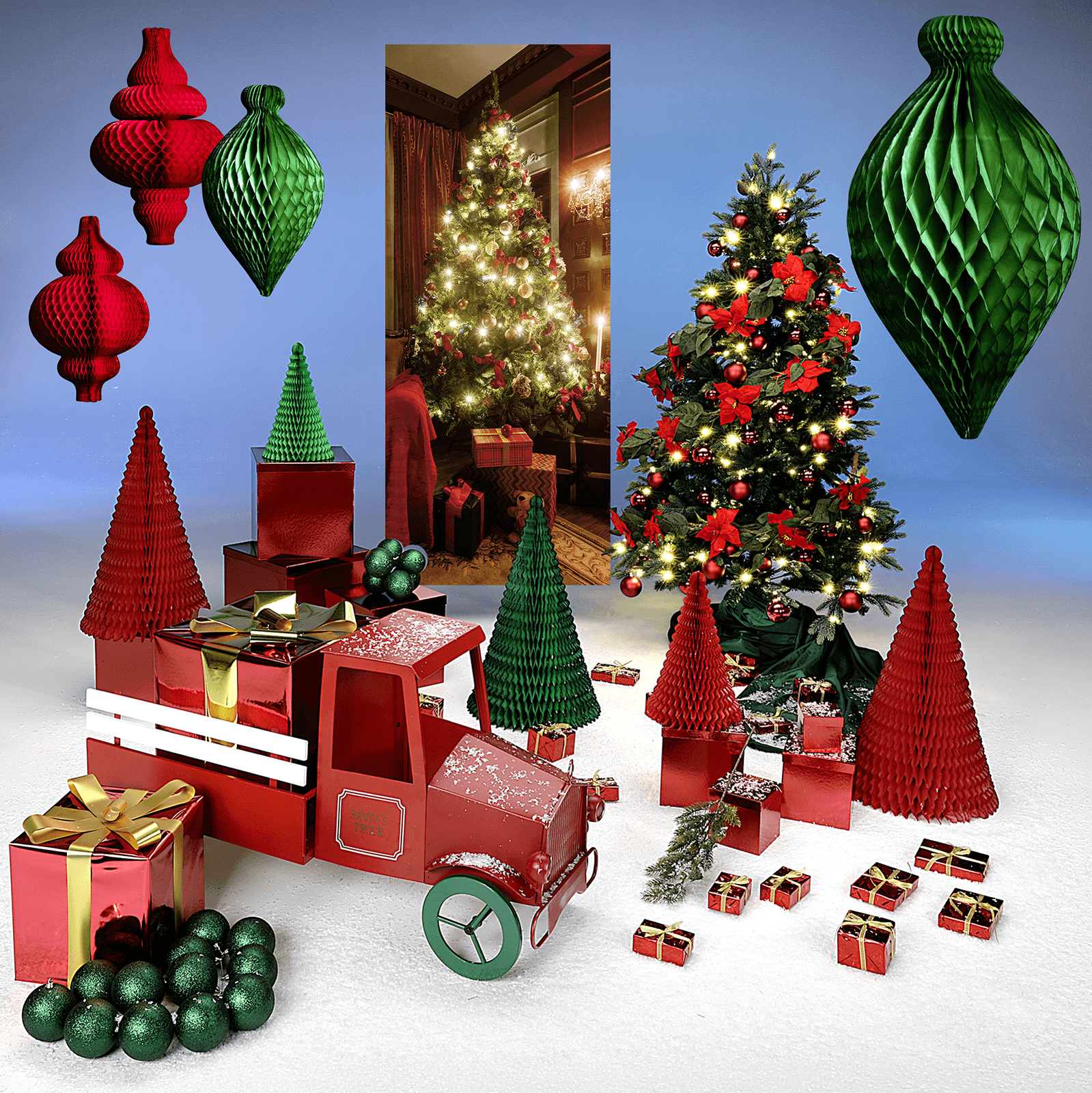 Christmas gift 40 cm red with golden bow - 2