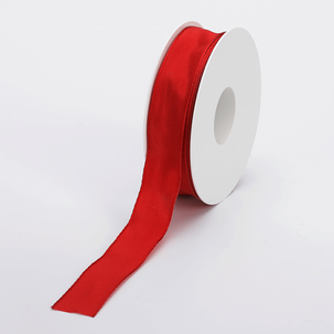 Stoffband mit Drahtkante 25 mm x 25 m, rot