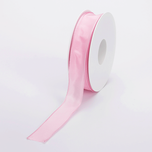 Stoffband mit Drahtkante 25 mm x 25 m, rosa