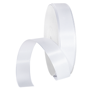 Ruban de taffetas avec lisière tissée 15 mm, 50 m, blanc