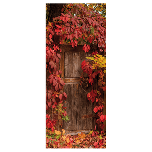 Flame retardant fabric banner "Wooden door with red wine" made of flag fabric