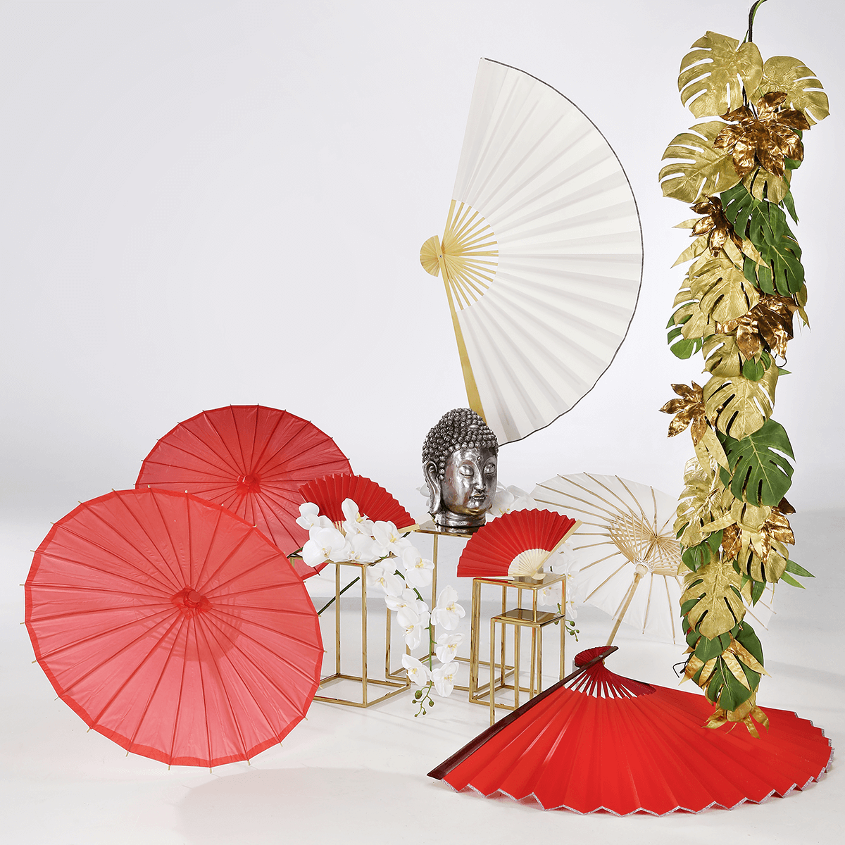 Deko Orchideenzweig weiß 110 cm - 3 Deko Orchideenzweig weiß 110 cm - 3