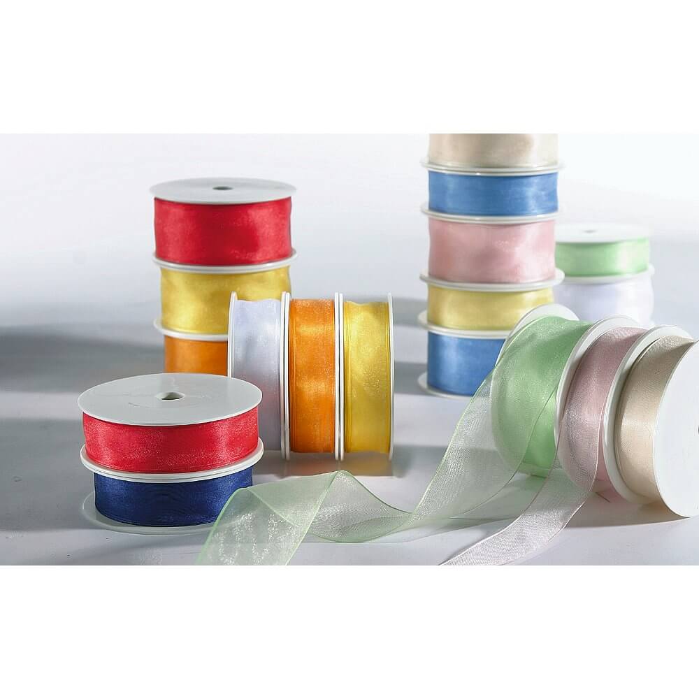 Chiffonband 38 mm, 25 m, hellblau - 3 Chiffonband 38 mm, 25 m, hellblau - 3