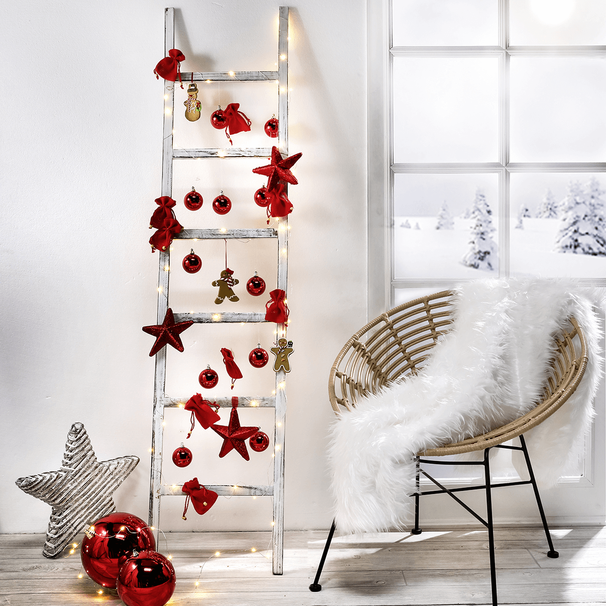 Boule de Noël en plastique ignifugé rouge brillant - 7