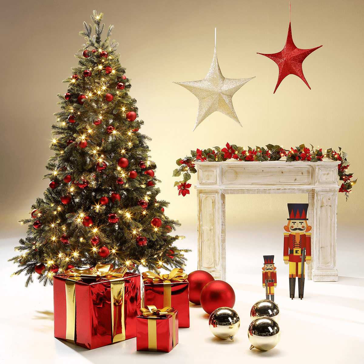 Christmas baubles made of flame retardant plastic gold shiny - 5