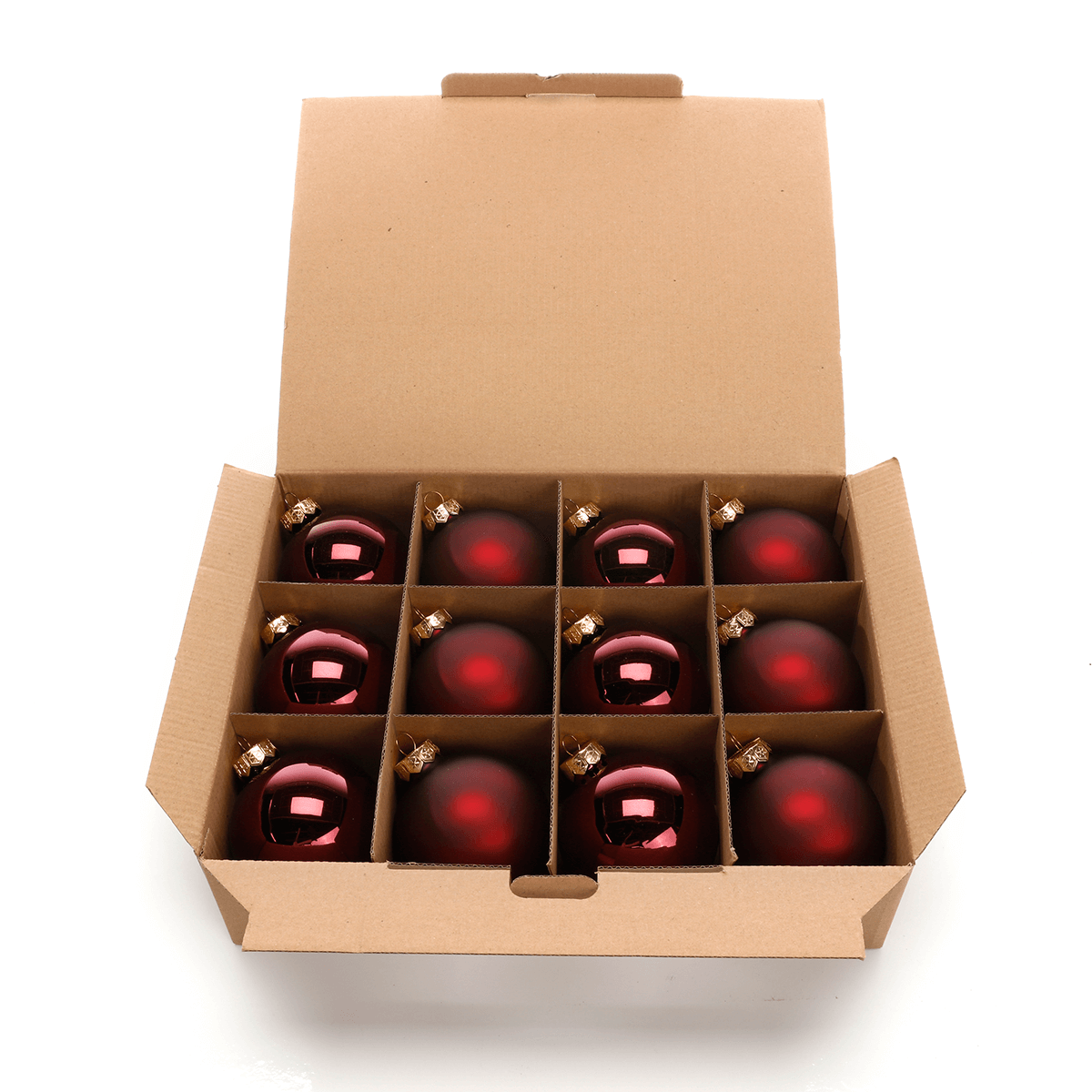 Glass Christmas baubles in wine red, glossy and matte - 3