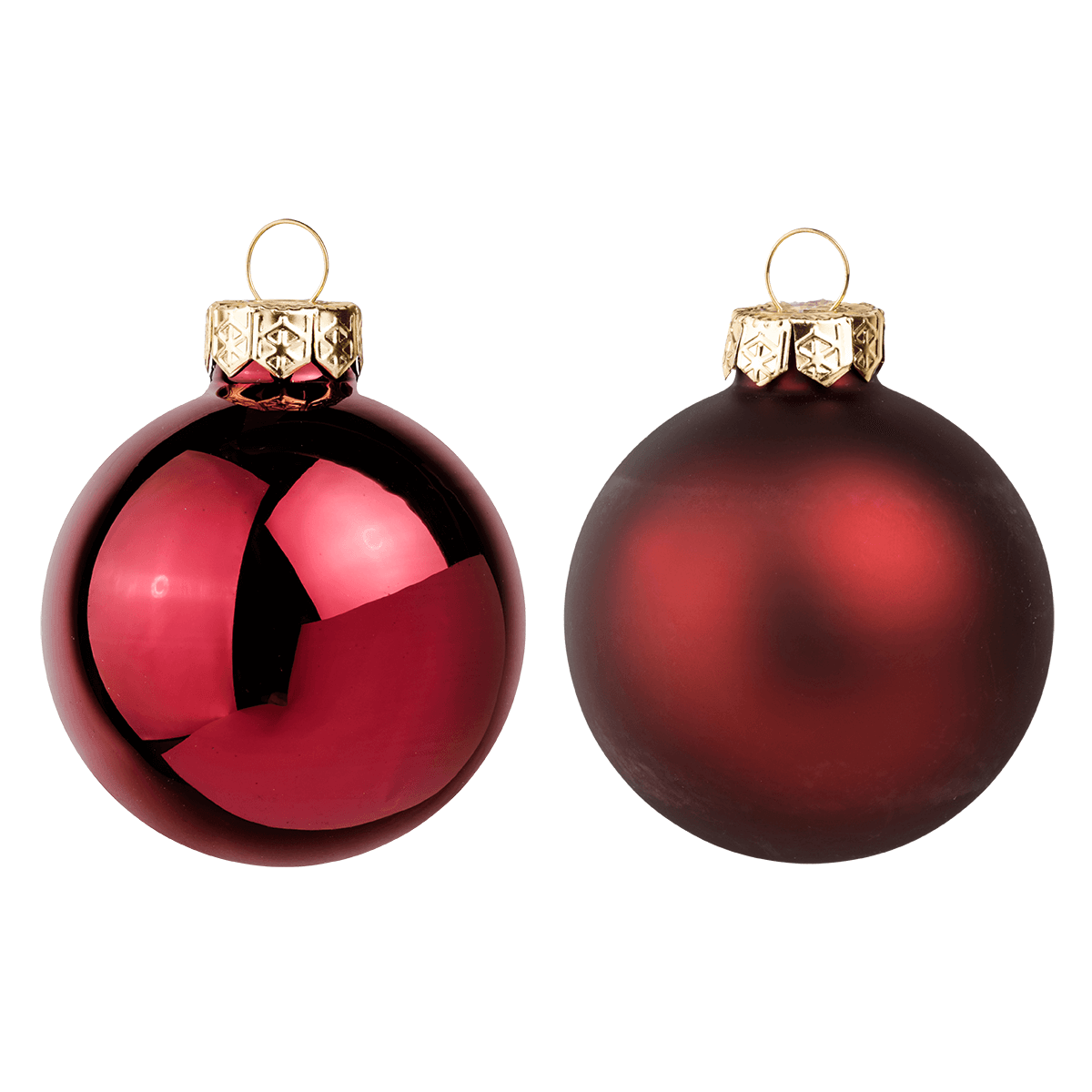 Glass Christmas baubles in wine red, glossy and matte - 0